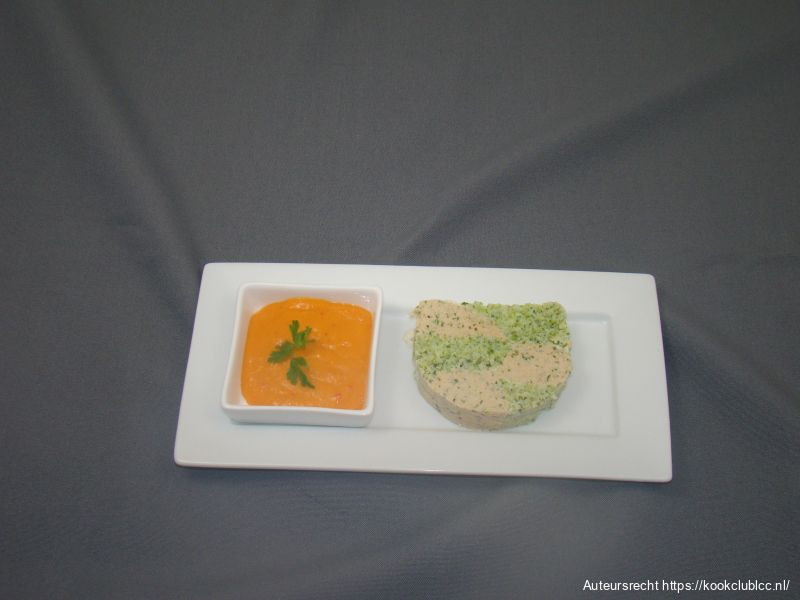 Terrine van kabeljauw en zalm met paprikarouille