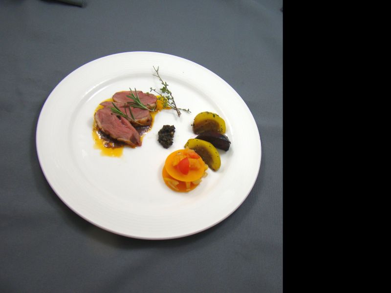 Eendenborst met olijven en pompoenchutney