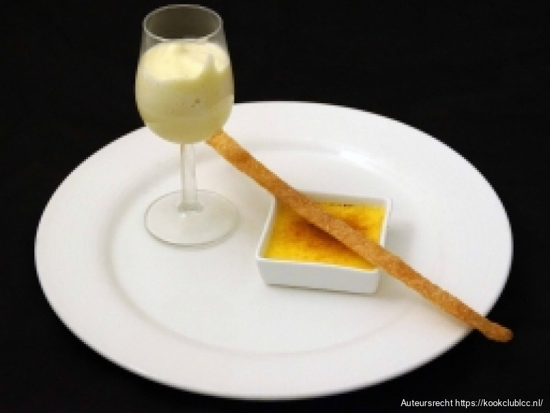 Créme Brulee van steranijs en shake van rum en dragon