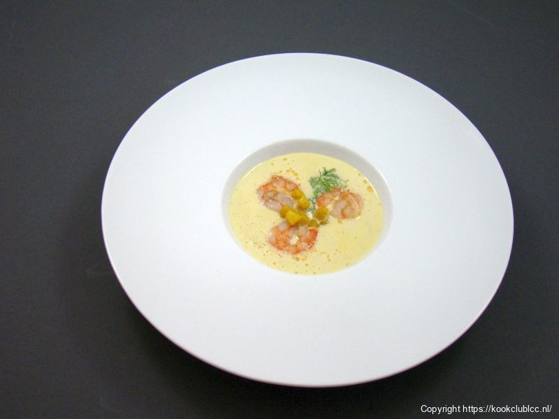 venkelsoep met gamba's en vanille