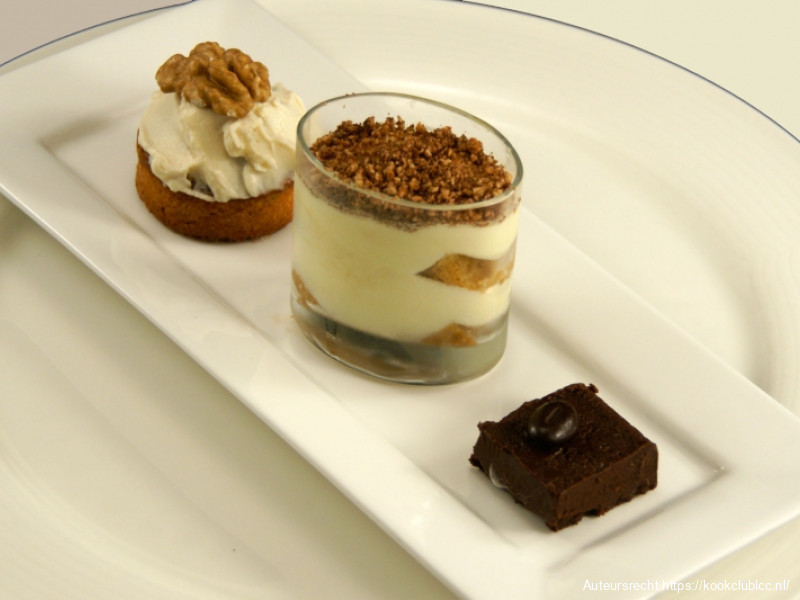 Walnotenmuffin, Frangelico-tiramisu en koffiefudge