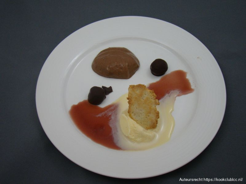 Kersen met chocolade en vanilleijs